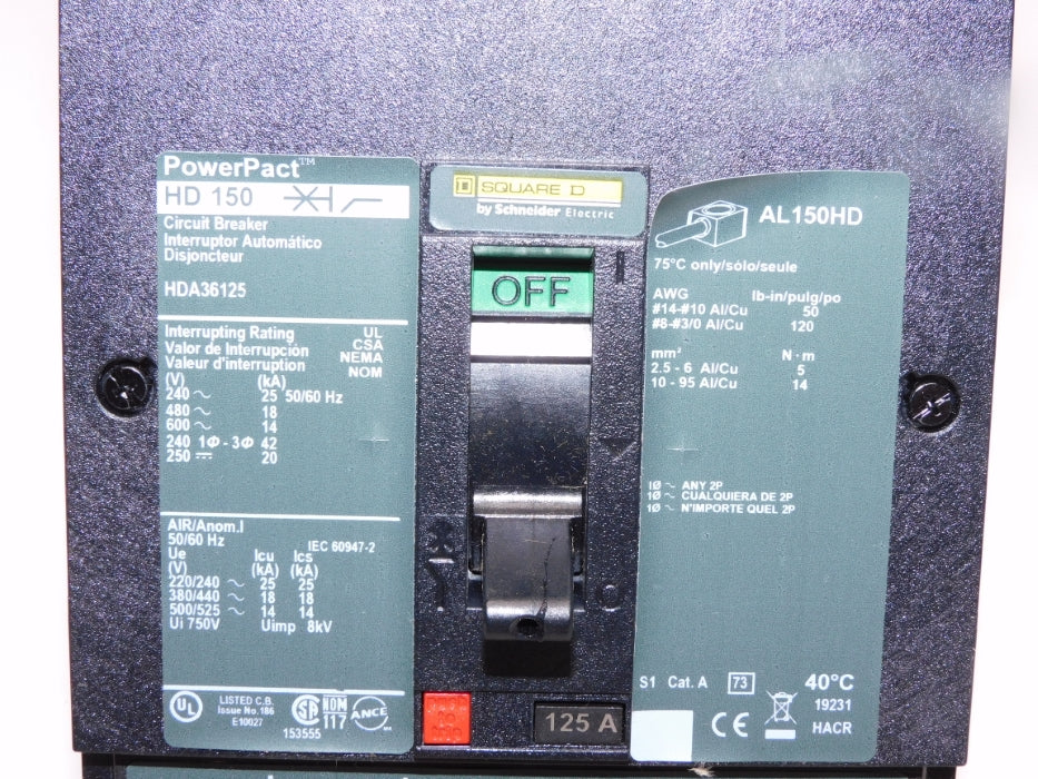SQUARE D HDA36125 125A 240V (AS PICTURED) NSMP
