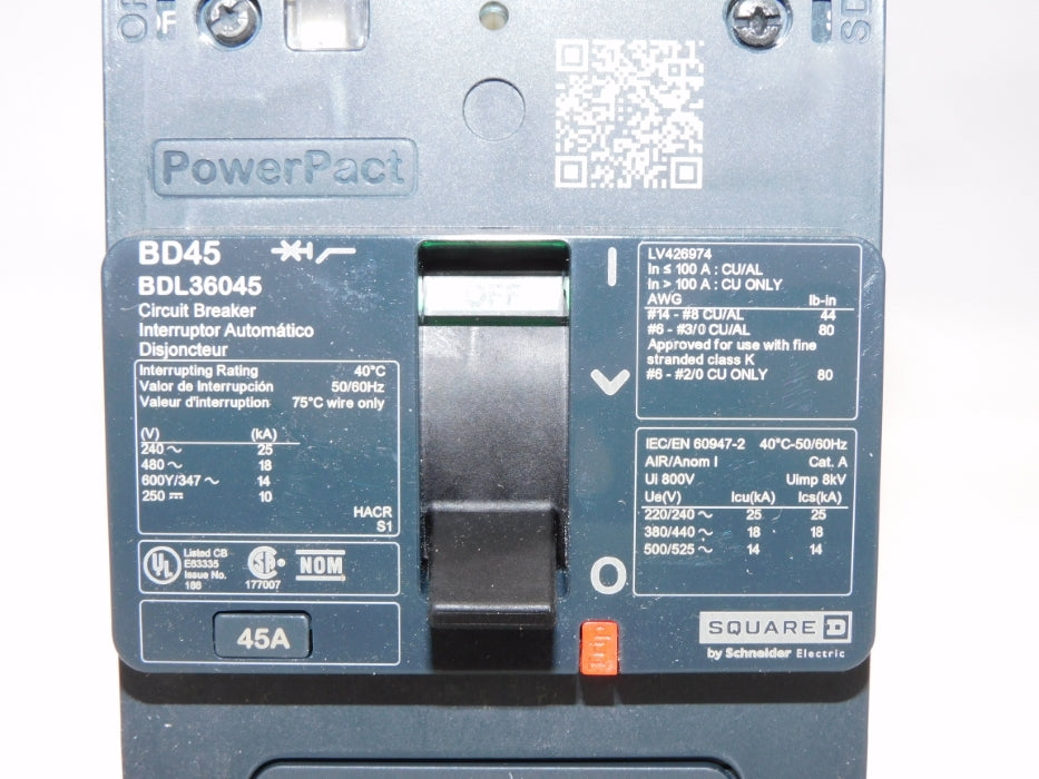 SQUARE D BDL36045 45A 480V NSMP