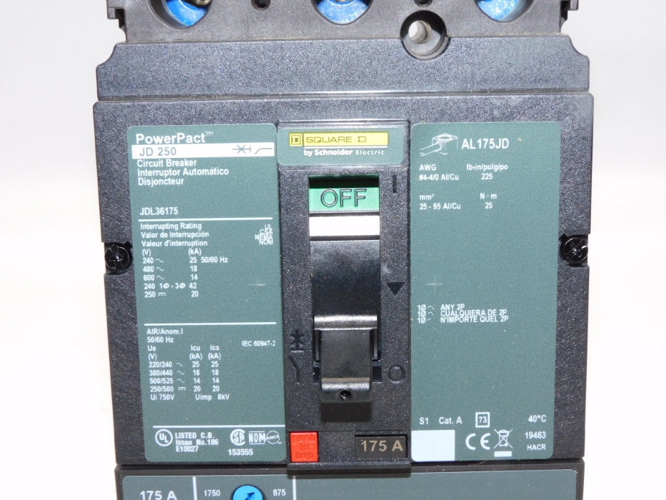 SQUARE D JDL36175 600V 175A (AS PICTURED) NSMP