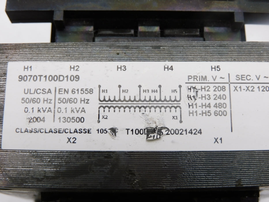 SQUARE D 9070T100D109 0.1KVA (AS PICTURED) NSNP