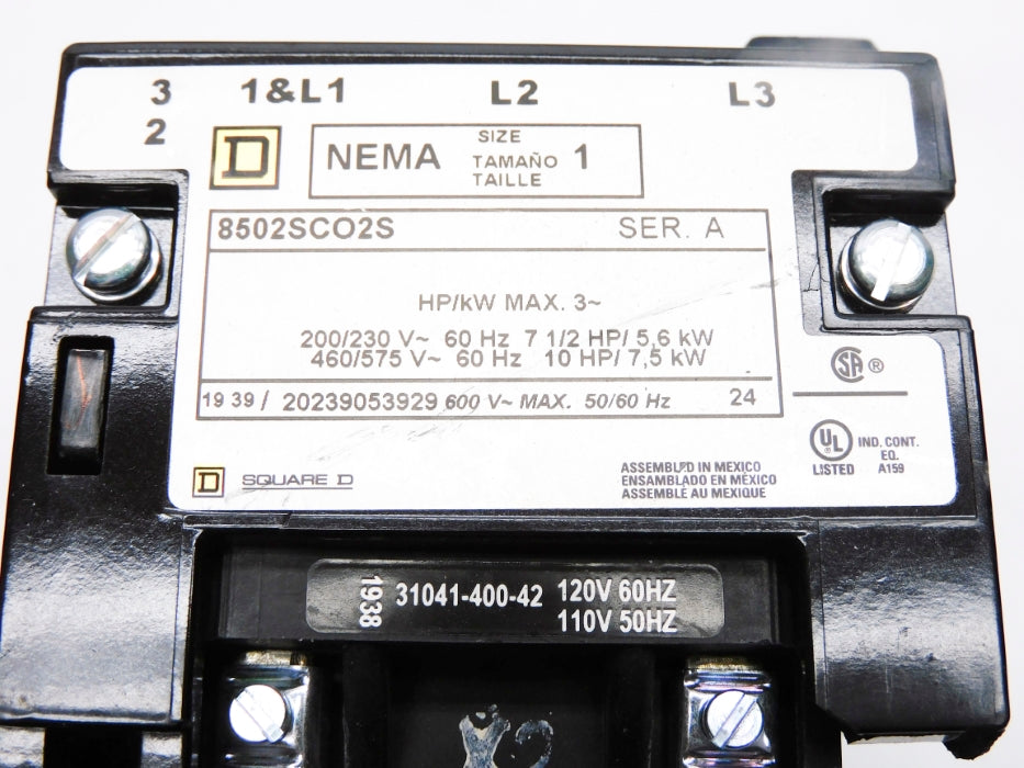SQUARE D 8502SCO2S SER. A 120/110V (AS PICTURED) NSNP