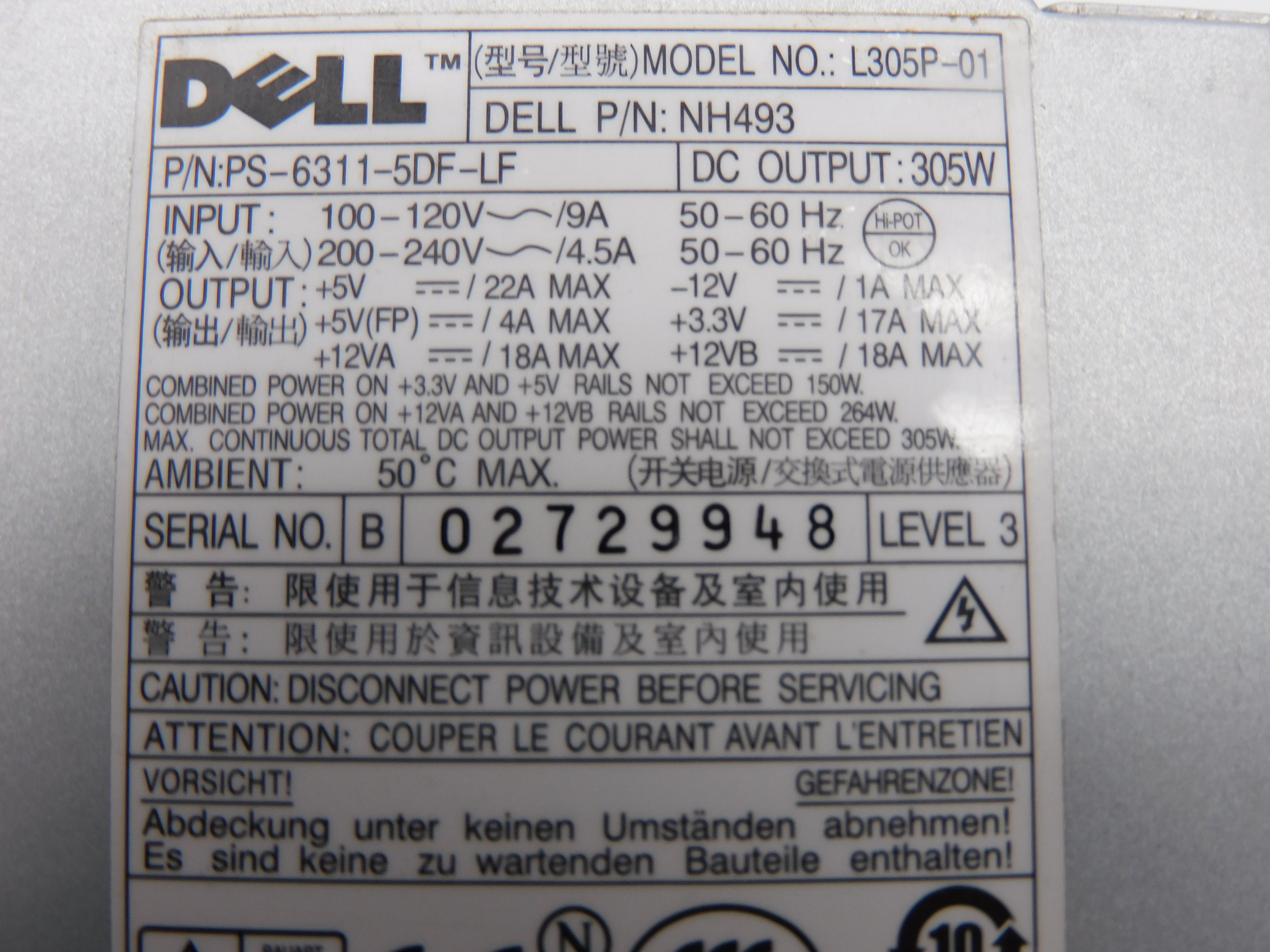 DELL PS-6311-5DF-LF L305P-01 UNMP