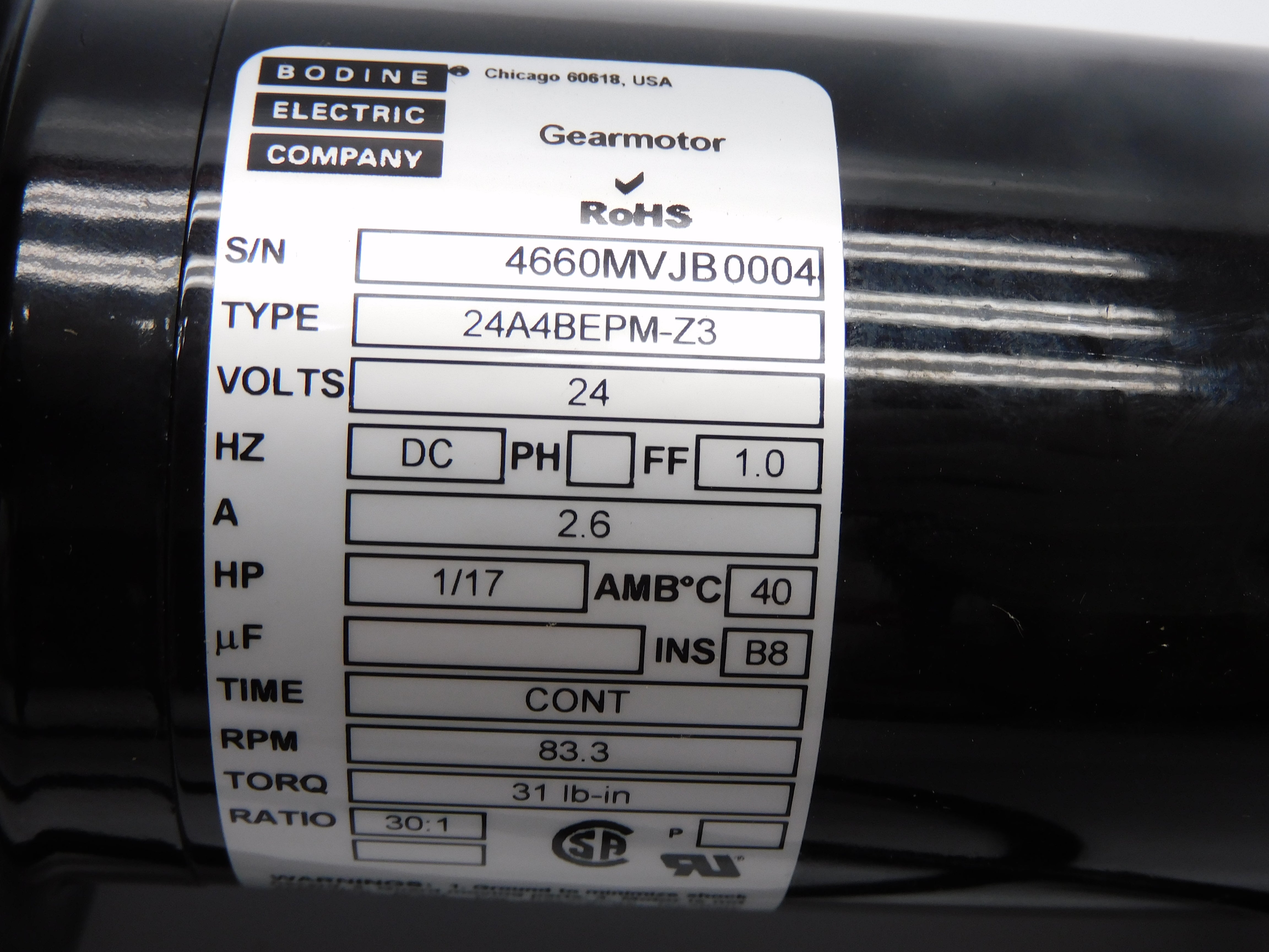 BODINE 24A4BEPM-Z3 4660MV (AS PICTURED) NSMP
