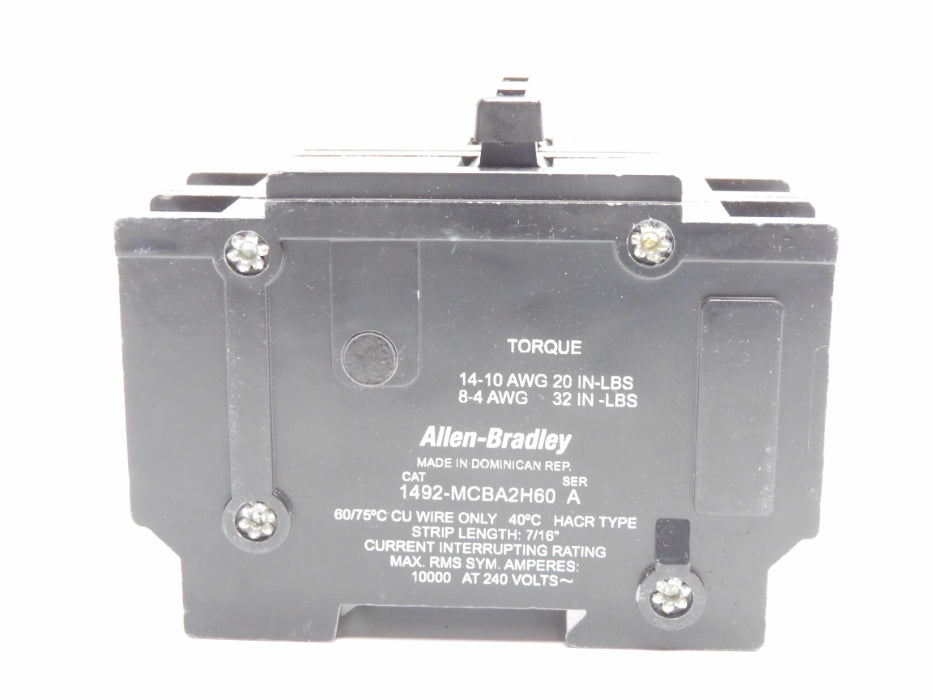 ALLEN BRADLEY 1492-MCBA2H60 SER. A 60A 240VAC (BR/WH) NSMP
