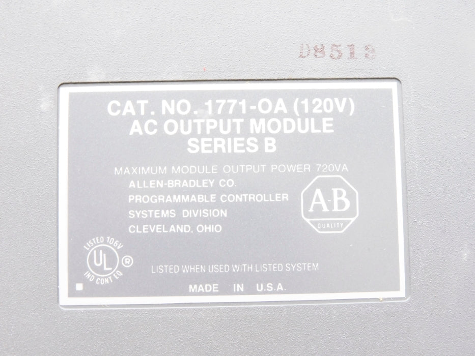 ALLEN BRADLEY 1771-OA SER. B 120VAC 6A UNMP