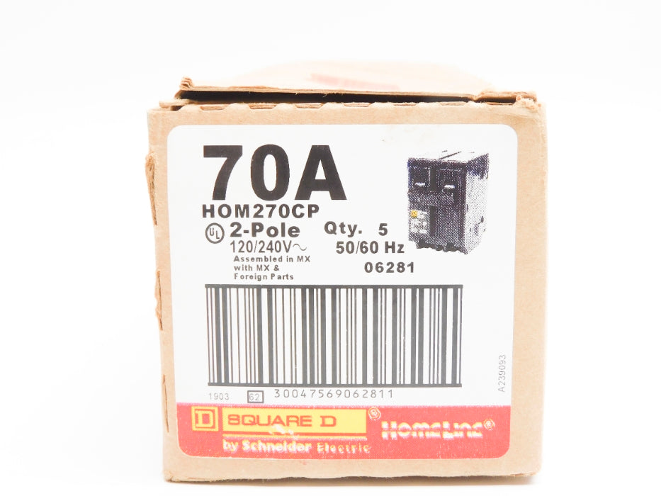 SQUARE D HOM270CP 70A 120/240V (PKG OF 5) NSMP