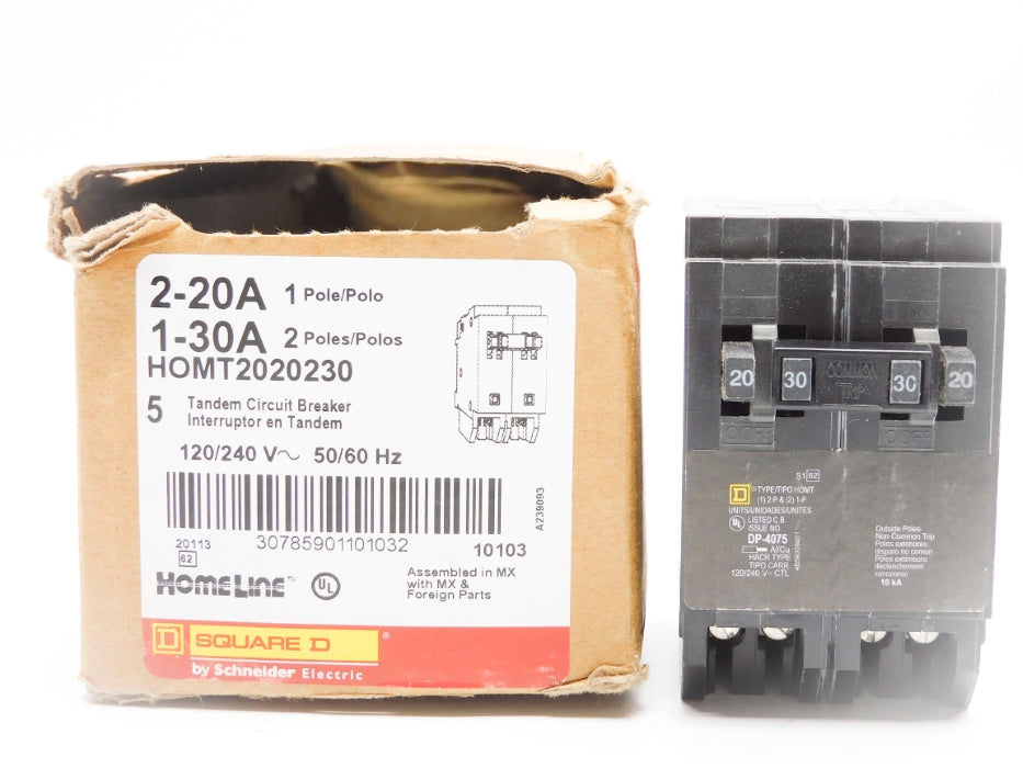 SQUARE D HOMT2020230 120/240V 2-20A 1-30A (PKG OF 5) NSMP