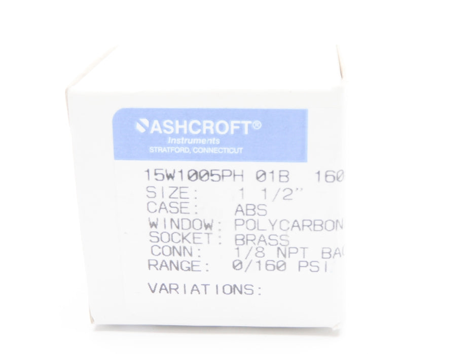 ASHCROFT 15W1005PH01B160# 0/160PSI NSMP