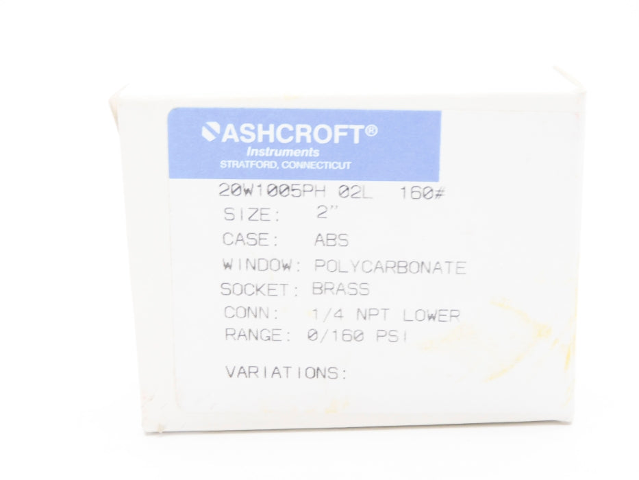 ASHCROFT 20W1005PH02L-160# 0/160PSI NSMP