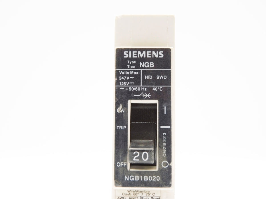 SIEMENS NGB1B020V 347V 20A UNMP