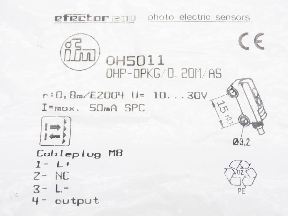 IFM EFECTOR OHP-DPKG/0.20M/AS OH5011 NSMP