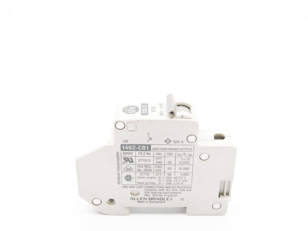 ALLEN BRADLEY 1492-CB1G100 SER. A 10A 277VAC UNMP