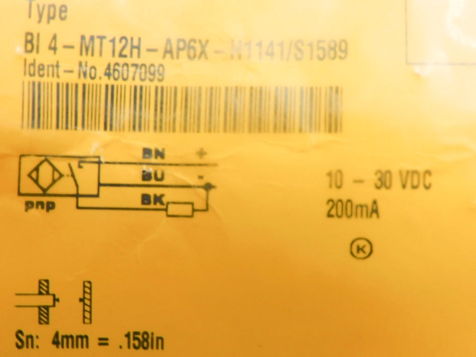 TURCK BI4-MT12H-AP6X-H1141/S1589 NSNP