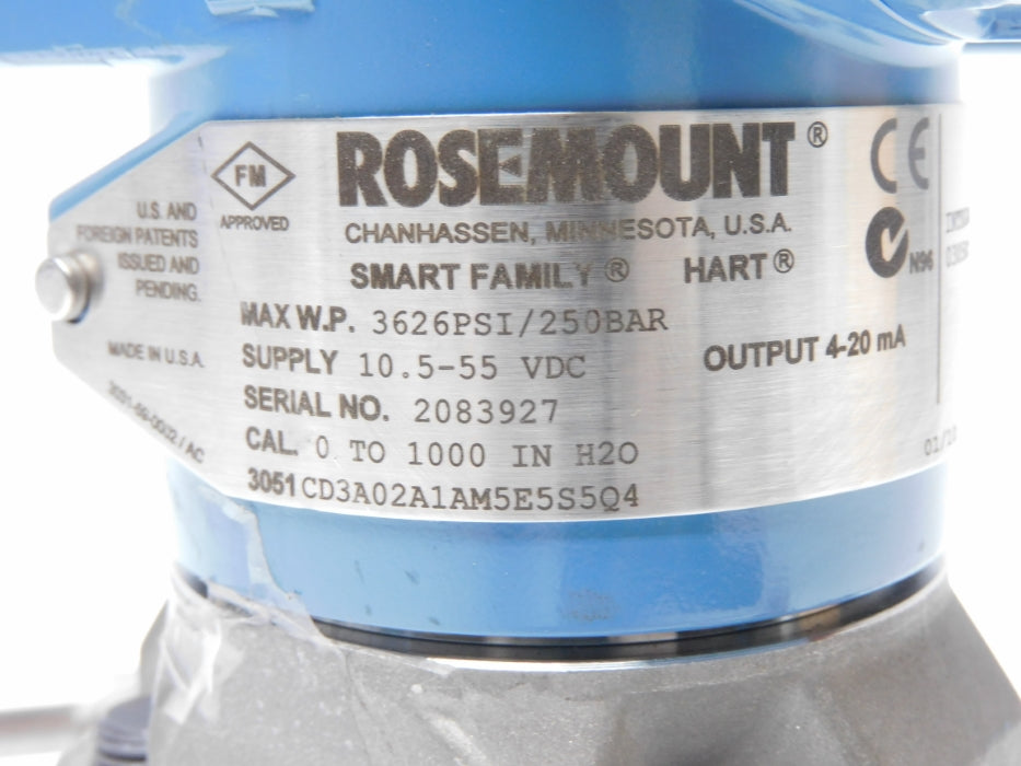 ROSEMOUT 3051CD3A02A1AM5E5S5Q4 C305131124-0000 0-1000"H2O NSNP