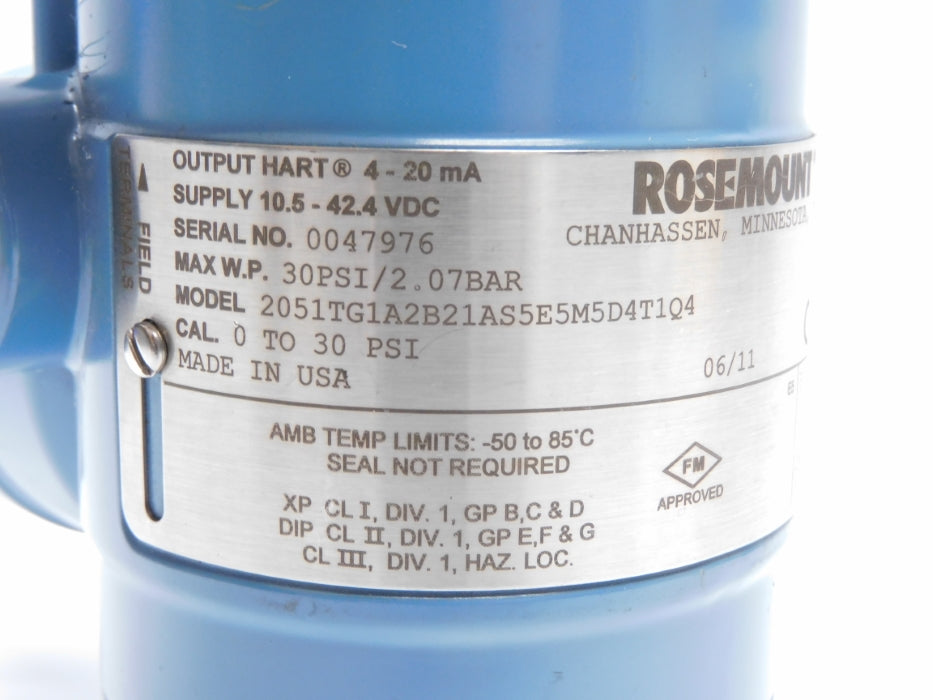 ROSEMONT 2051TG1A2B21AS5E5M5D4T1Q4 0-30PSI NSNP