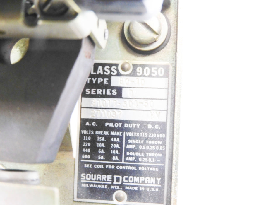 SQUARE D 9050B01D SER. D 110/120V UNMP