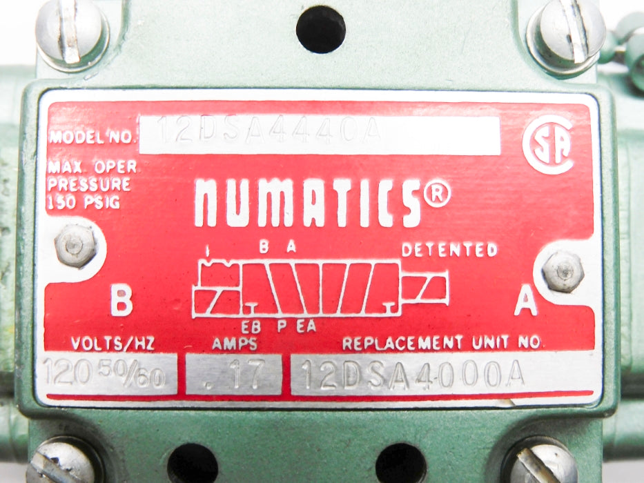 NUMATICS 12DSA4440A 12DSA4000A 150PSIG 120V UNMP