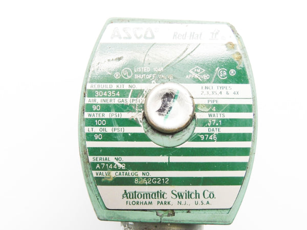 ASCO 8262G212 110/120V 100PSI 1/4" UNMP