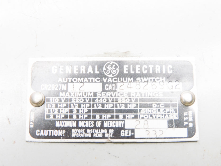 GENERAL ELECTRIC CR2927M12 UNMP
