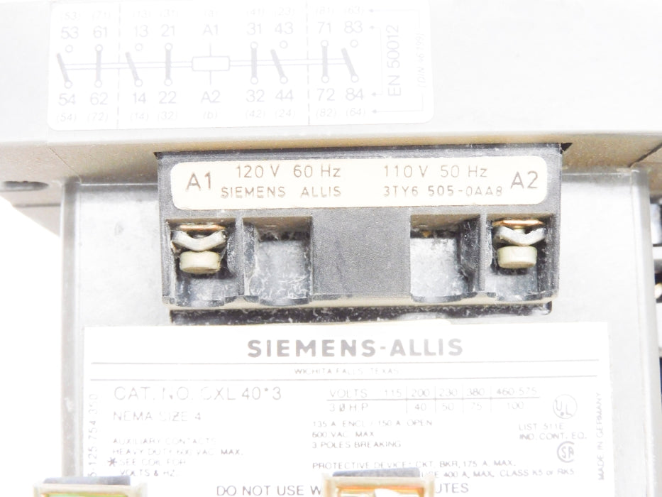 SIEMENS CXL40*3 110/120V UNMP