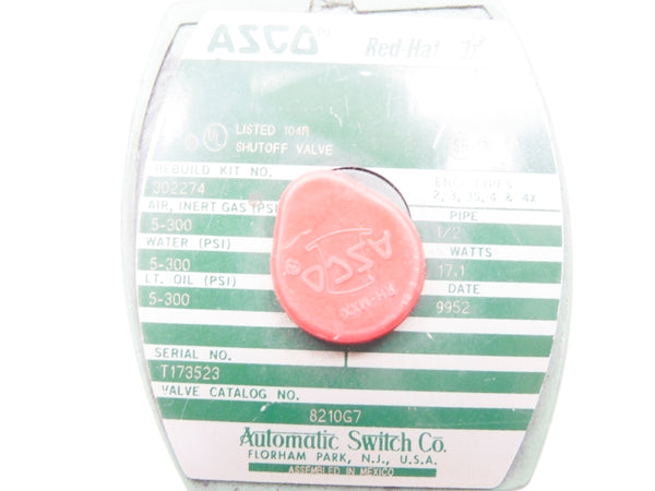 ASCO 8210G7 110/120V 5-300PSI 1/2" UNMP