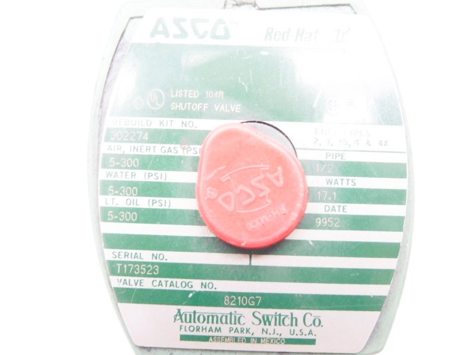 ASCO 8210G7 110/120V 5-300PSI 1/2" UNMP