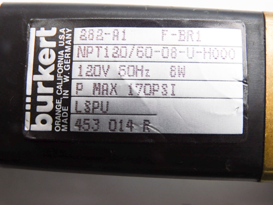 BURKERT NPT120/60-08-U-H000 282-A1-F-BR1 120V 170PSI 1-1/8" NSNP