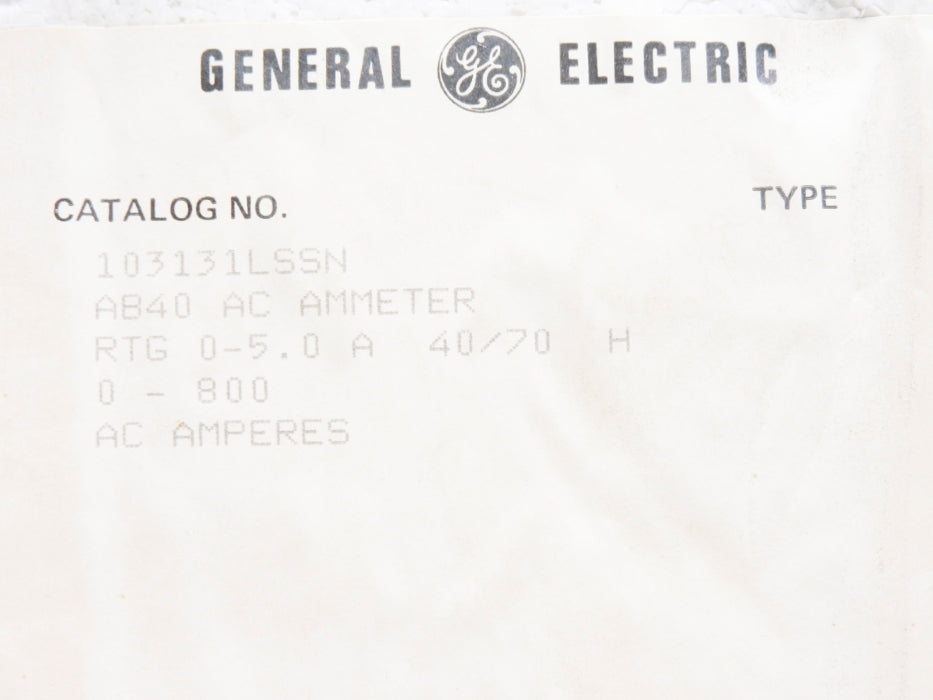GENERAL ELECTRIC 103131LSSN 0-800ACA NSMP