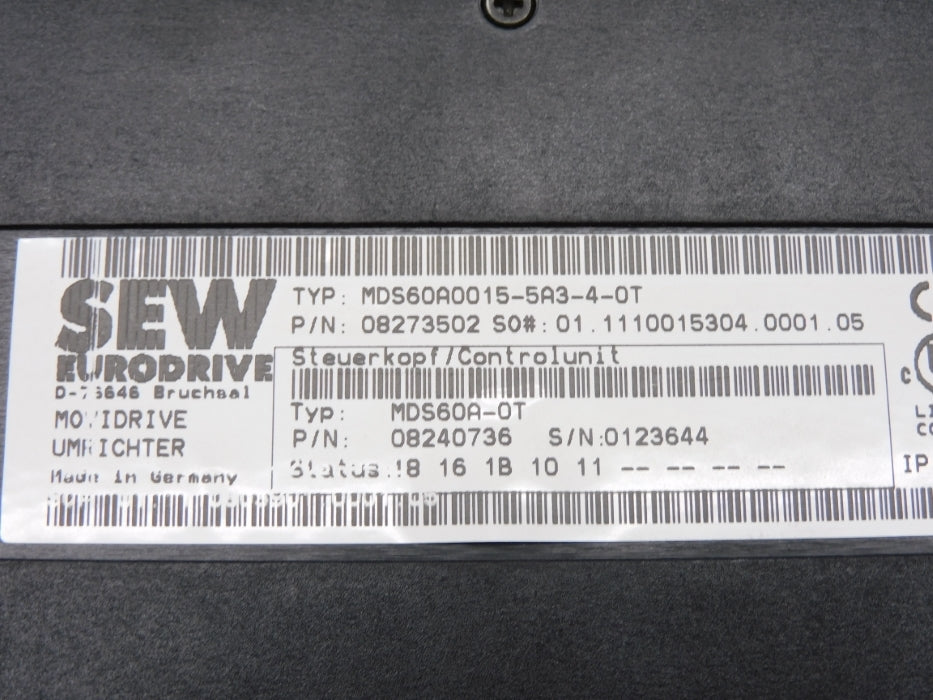 SEW EURODRIVE MDS60A0015-5A3-4-0T 08273502 8226857 UNMP