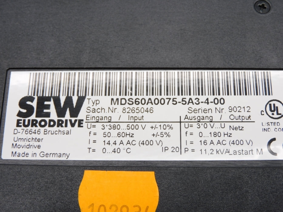 SEW EURODRIVE MDS60A0075-5A3-4-00 8265046 UNMP
