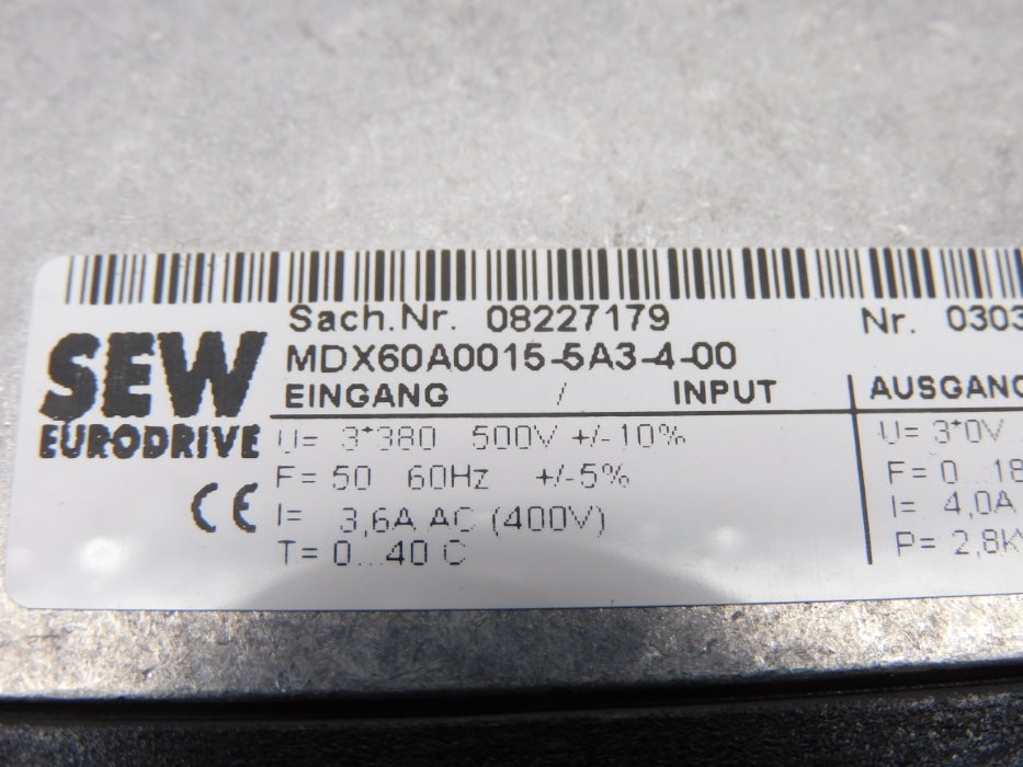 SEW EURODRIVE MDS60A0015-5A3-4-0T 08273502 08227179 UNMP