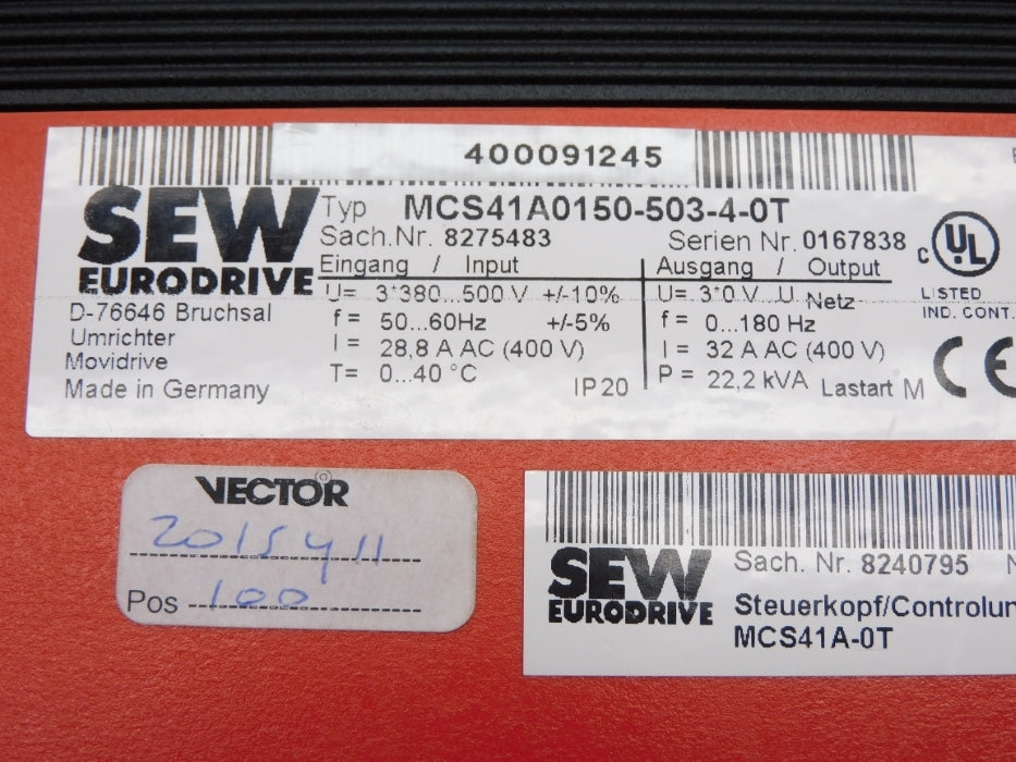 SEW EURODRIVE MCS41A0150-503-4-0T 8275483 UNMP