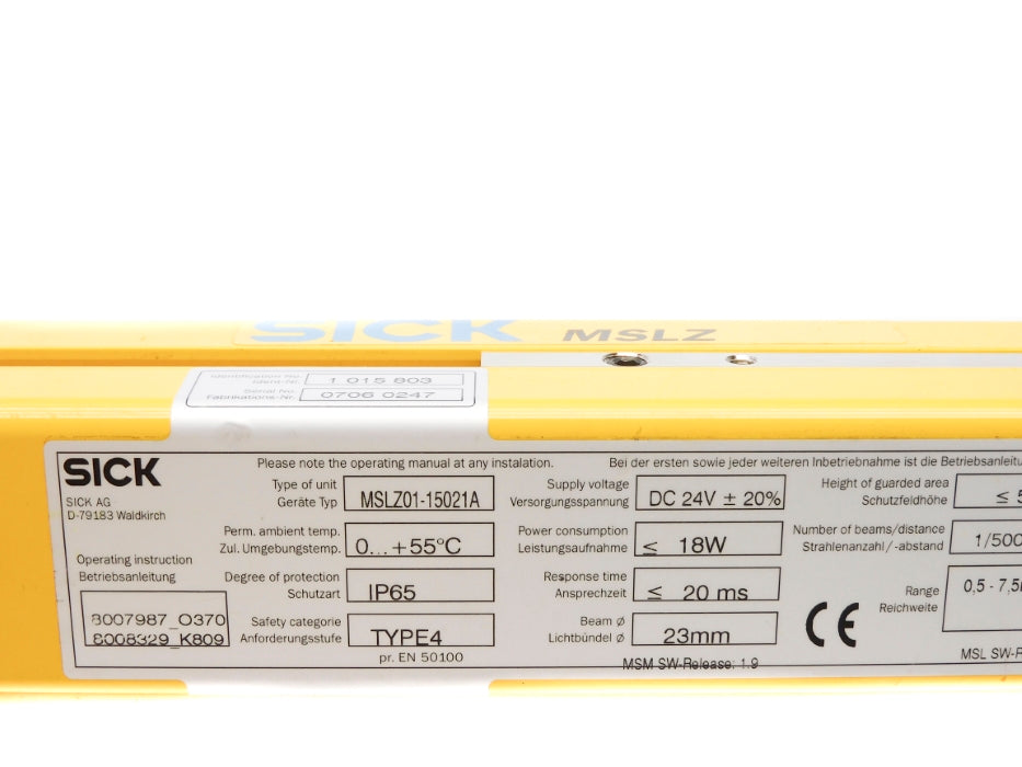SICK MSLZ01-15021A 1015803 NSNP
