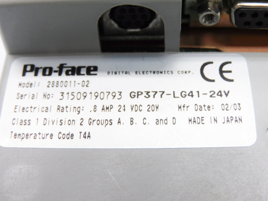 PRO-FACE GP377-LG41-24V 2880011-02 (AS PICTURED) NSMP