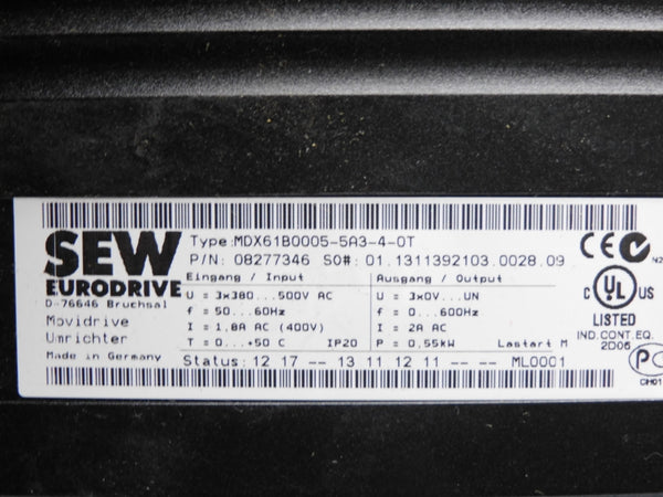 SEW EURODRIVE MDX61B0005-5A3-4-0T 08277346 REMAN