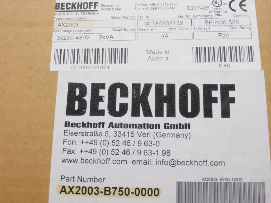 BECKHOFF AX2003 NUPI