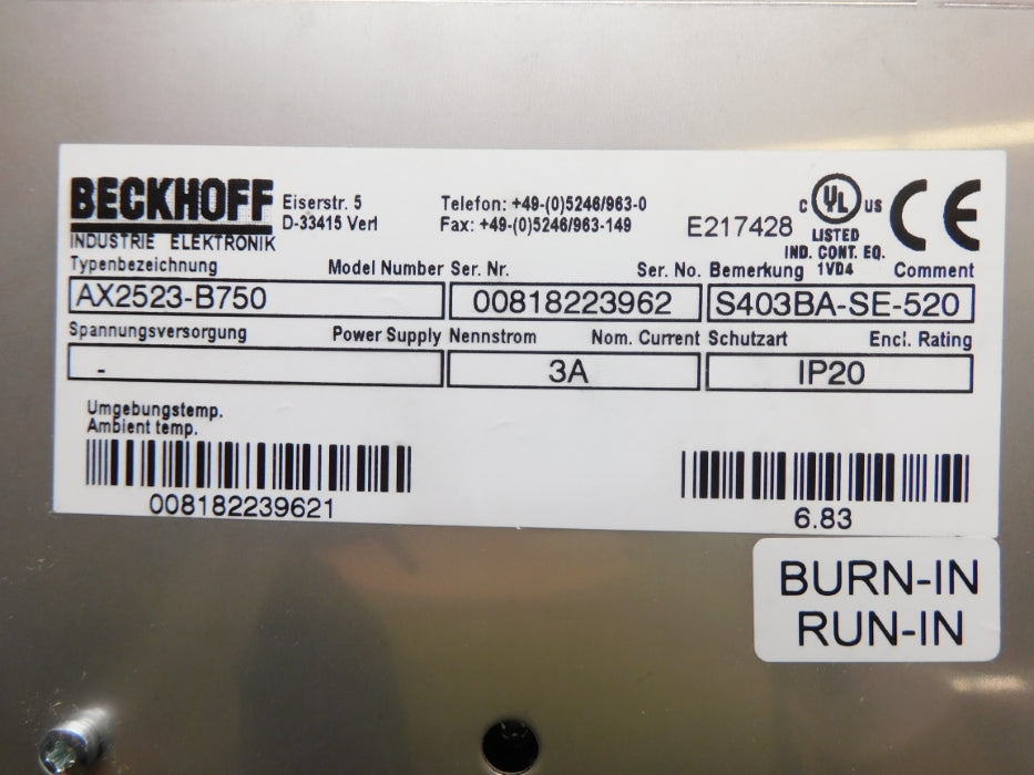 BECKHOFF AX2523-B750 NUPI