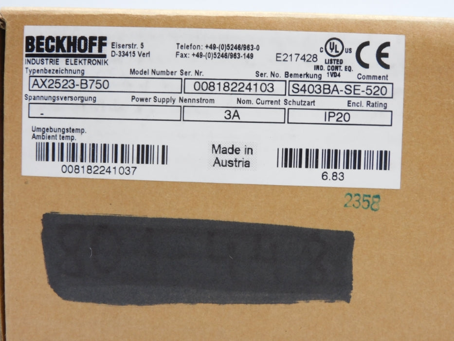 BECKHOFF AX2523-B750 NUPI