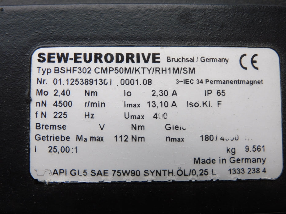 SEW EURODRIVE BSHF302CMP50M/KTY/RH1M/SM 01.1253891301.0001.08 NSNP