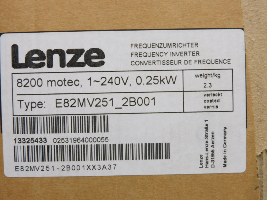LENZE E82MV251-2B001 (AS PICTURED) NSMP