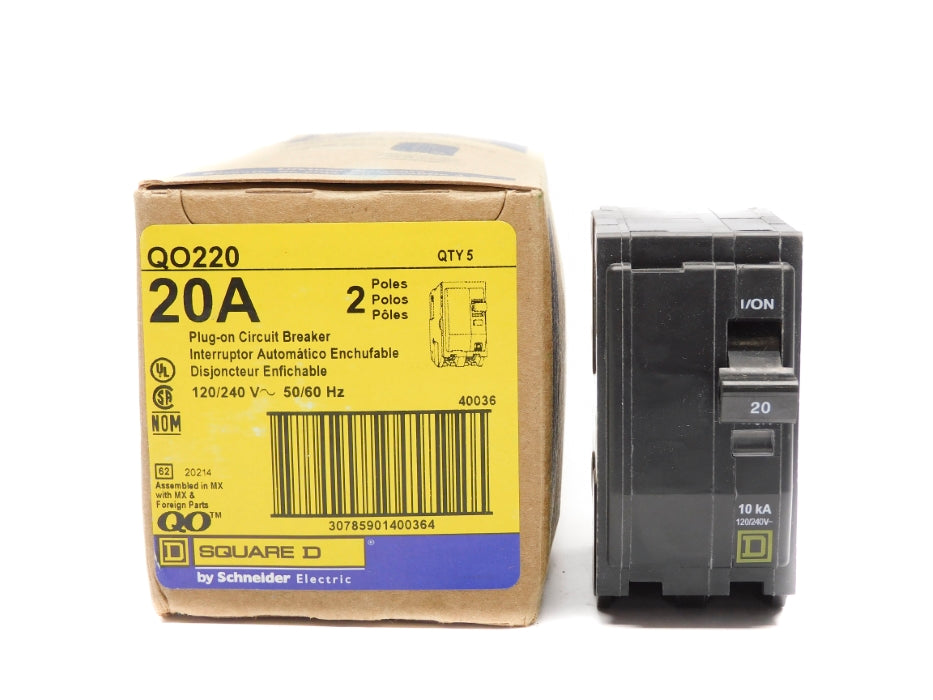 SQUARE D QO220 20A 120/240V (PKG OF 5) NSMP