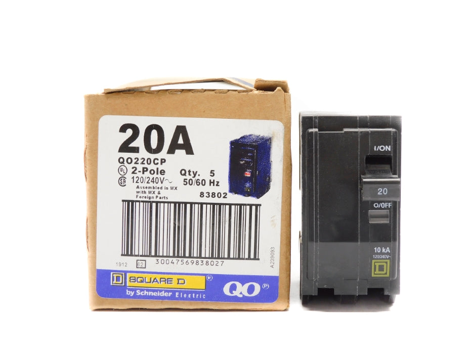 SQUARE D QO220CP 20A 120/240V (PKG OF 5) NSMP