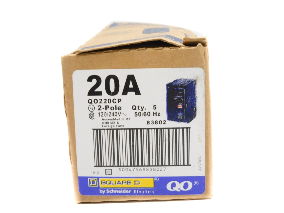 SQUARE D QO220CP 20A 120/240V (PKG OF 5) NSMP