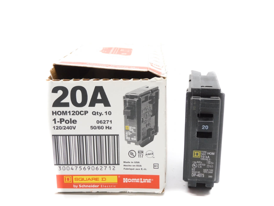 SQUARE D HOM120CP 20A 120/240V (PKG OF 10) NSMP
