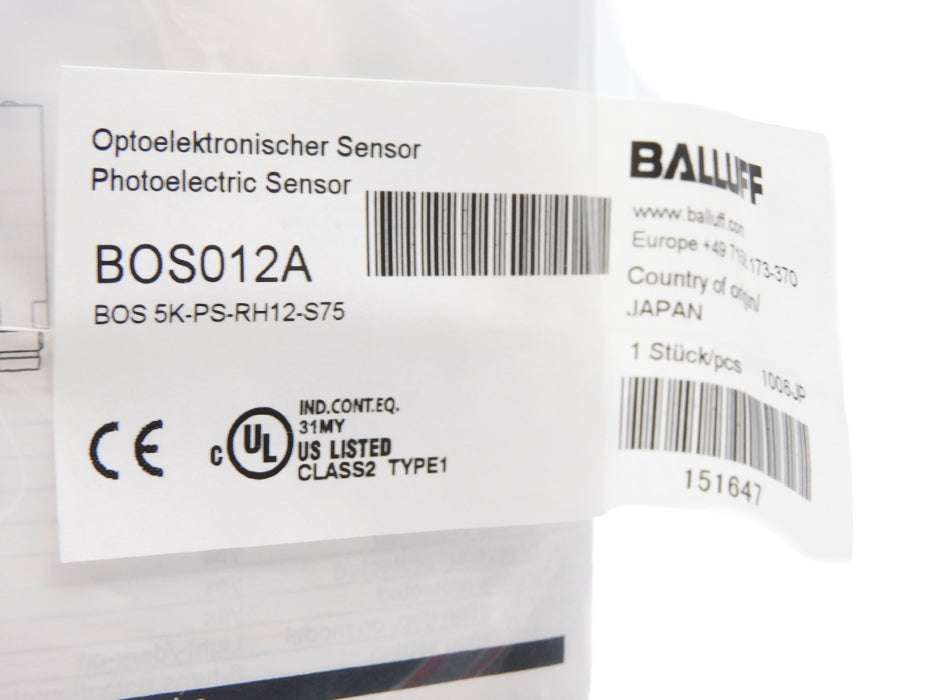 BALLUFF BOS5K-PS-RH12-S75 BOS012A NSMP
