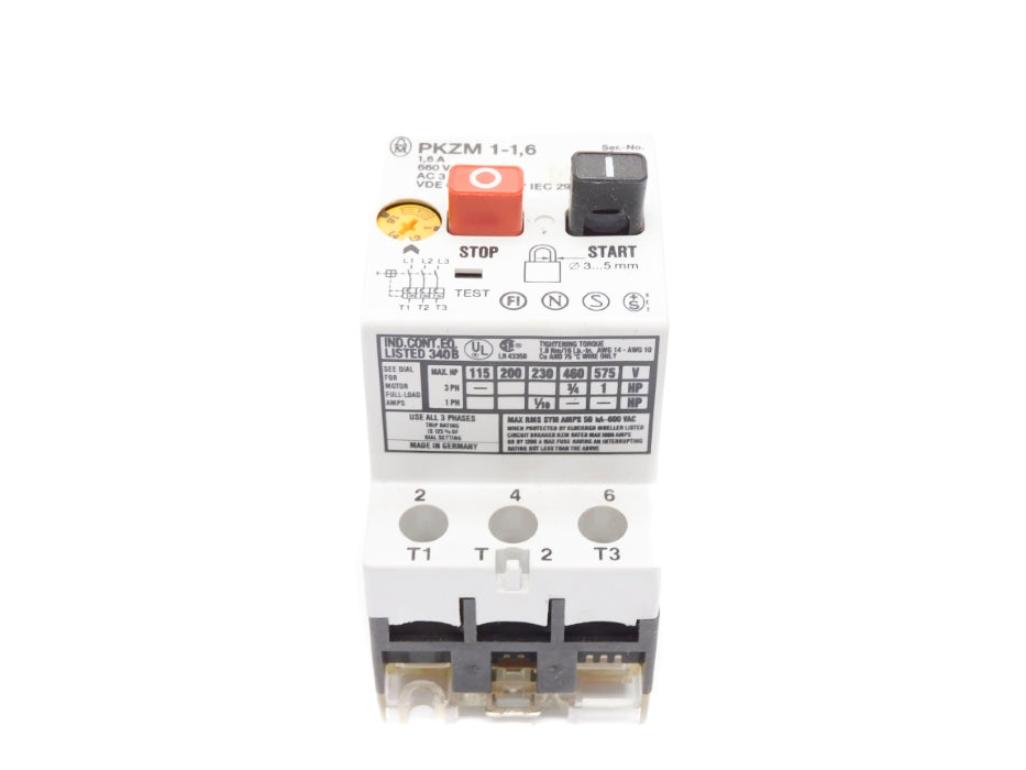 KLOCKNER MOELLER PKZM1-1.6 1-1.6A 575V UNMP