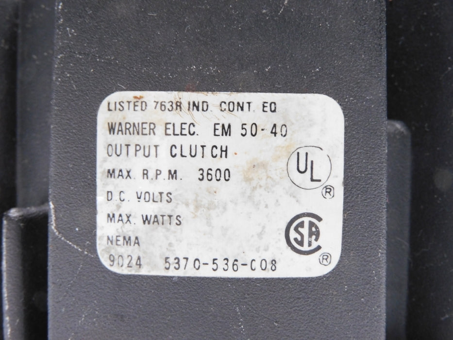 WARNER ELECTRIC 5370-536-008 EM50-40 UNMP