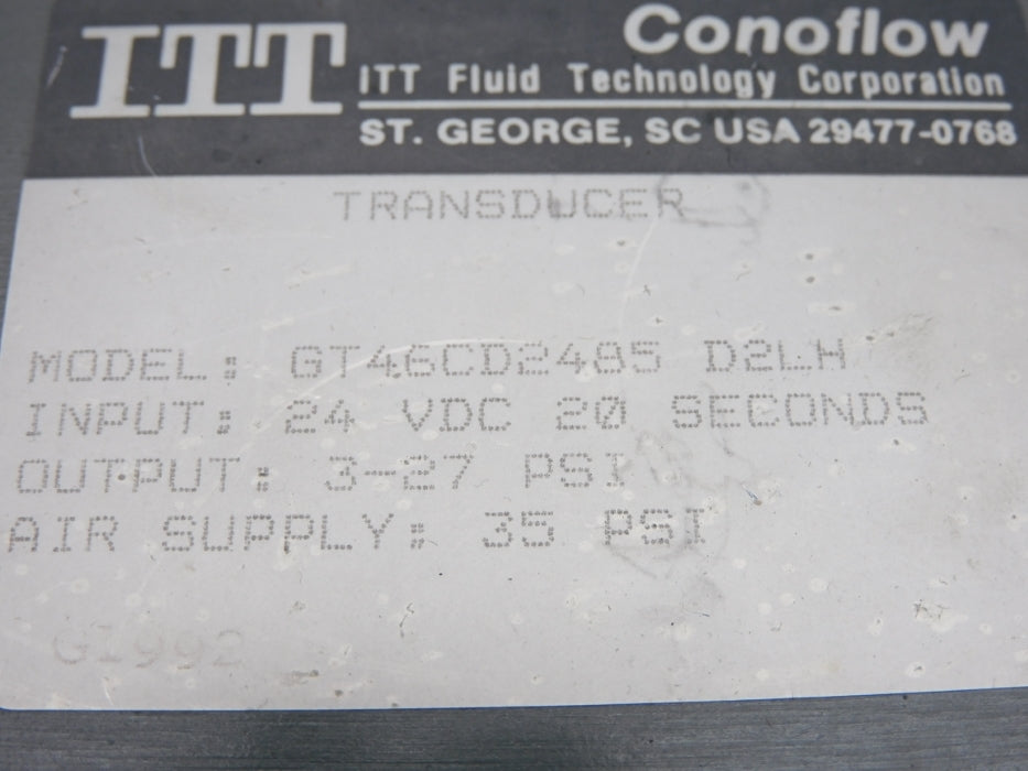 ITT GT46CD2485 D2LH 3-27PSI UNMP