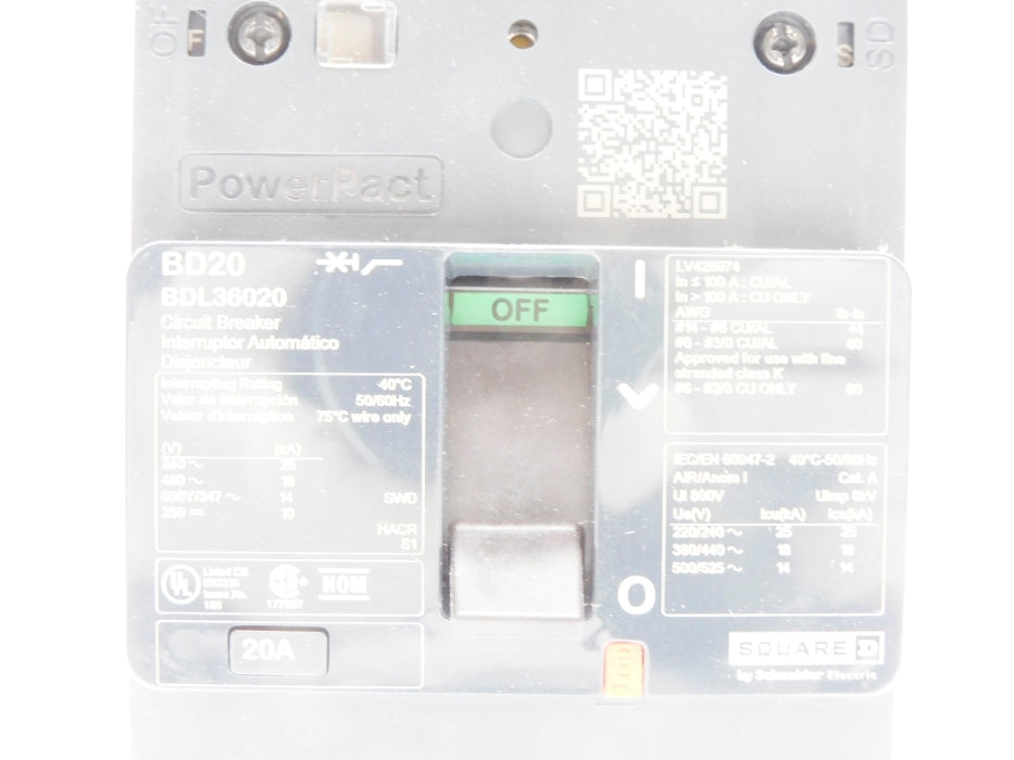 SQUARE D BDL36020 20A 480V NSMP