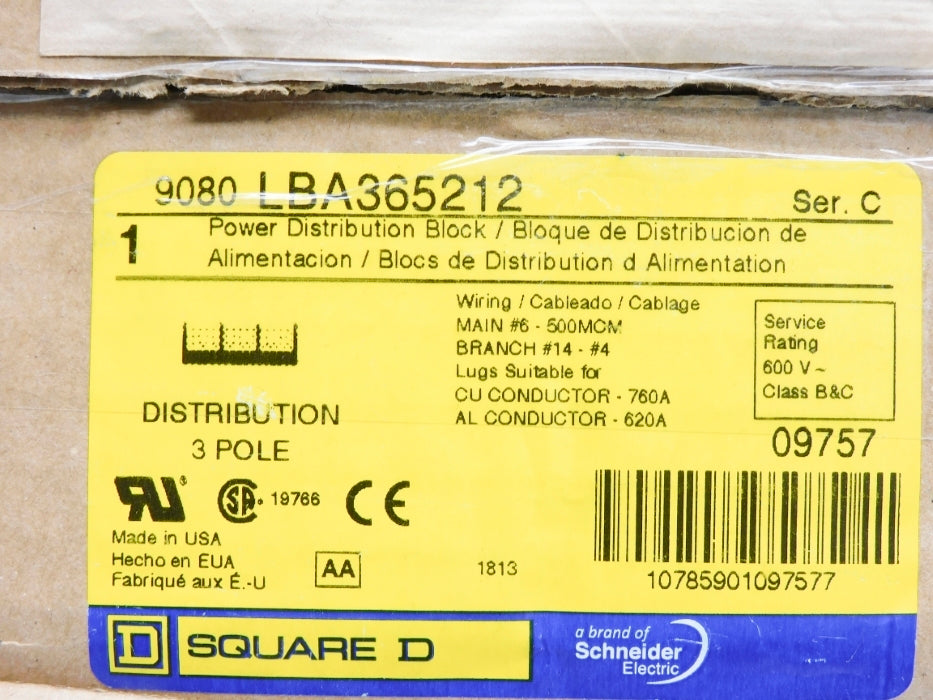 SQUARE D 9080LBA365212 SER. C NSMP
